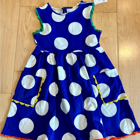 Mini Boden NWT Girls' Blue Polka Dot Dress - Picture 2 of 5